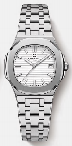 I&W Carnival CG.8161GL women's automatic, white dial, steel bracelet