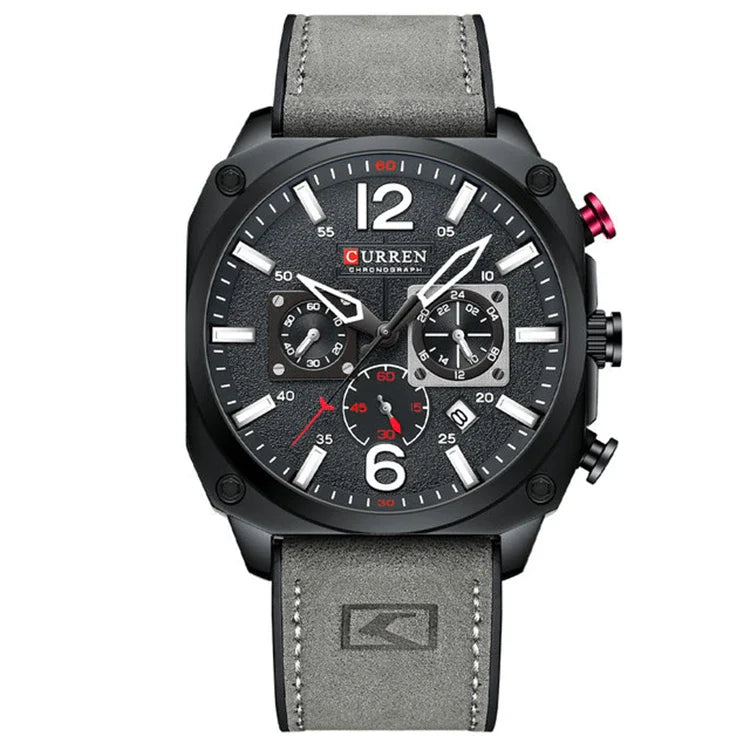 CURREN 8398 chronograph — gray leather
