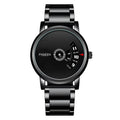 FNGEEN S230 turntable watch, black case black dial on black steel bracelet — AWC-S230-01