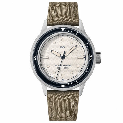 AV86 1956 Marine Navy and Off White, authentic dial logo, white background