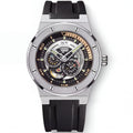 Carnival I&W IW.619G sport skeleton automatic watch, black rubber strap, front view on white, 4K