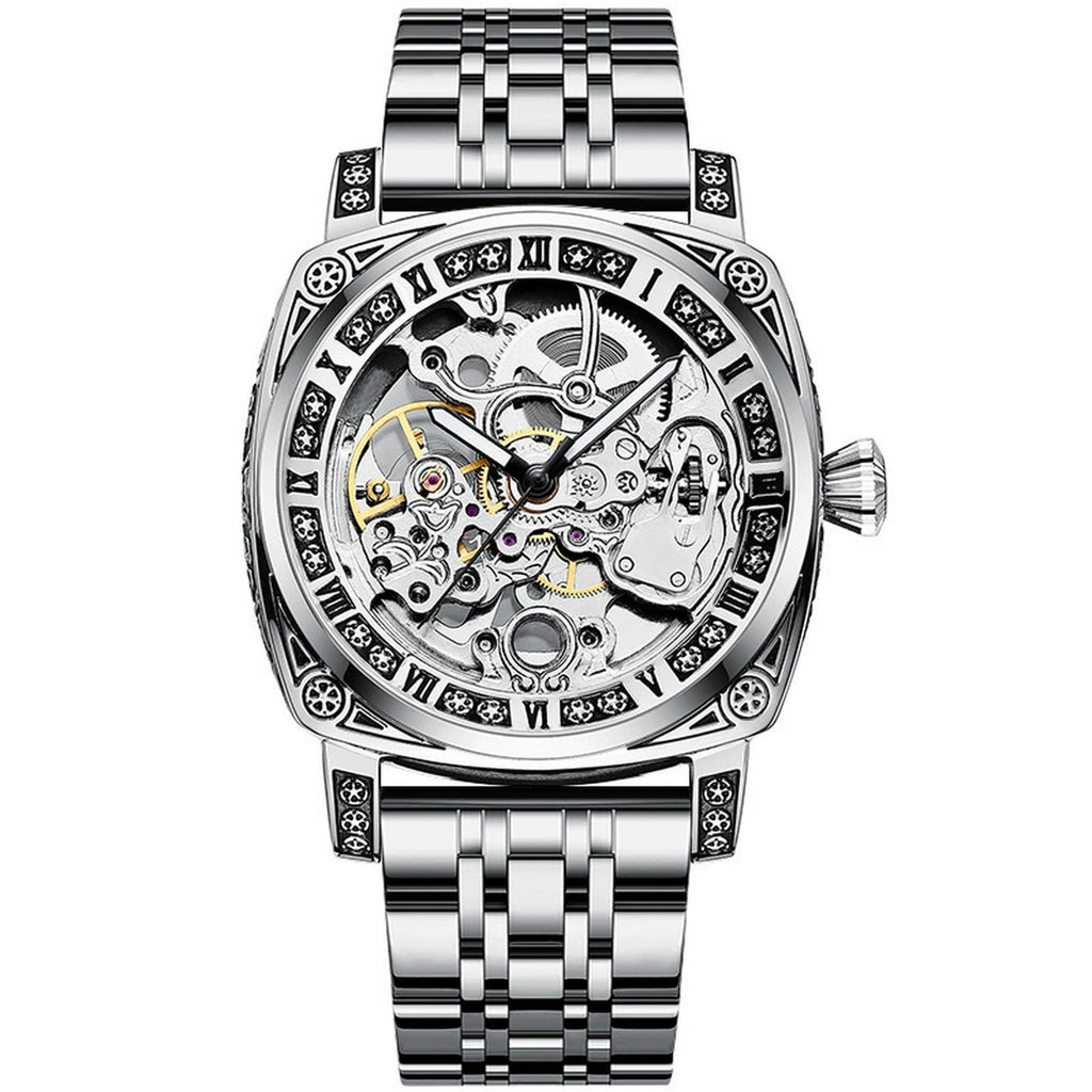 TEVISE T894 White automatic skeleton watch