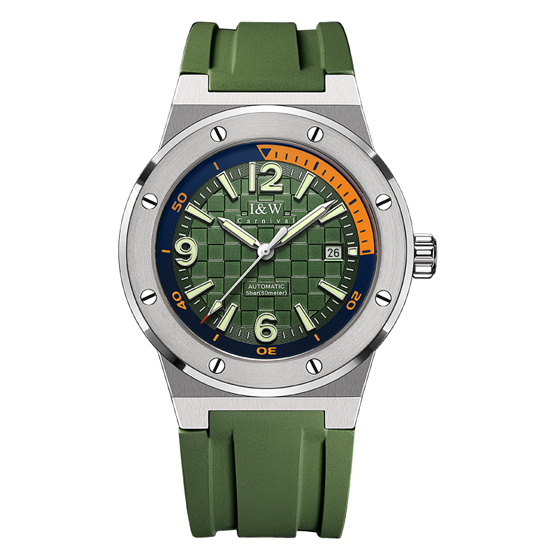 I&W Carnival IW.618G, green dial, green silicone strap