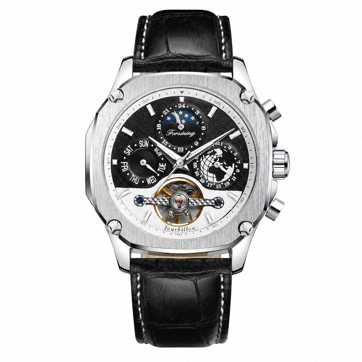 FORSINING 338 Engraved Tourbillon-Style Automatic Watch, 40mm