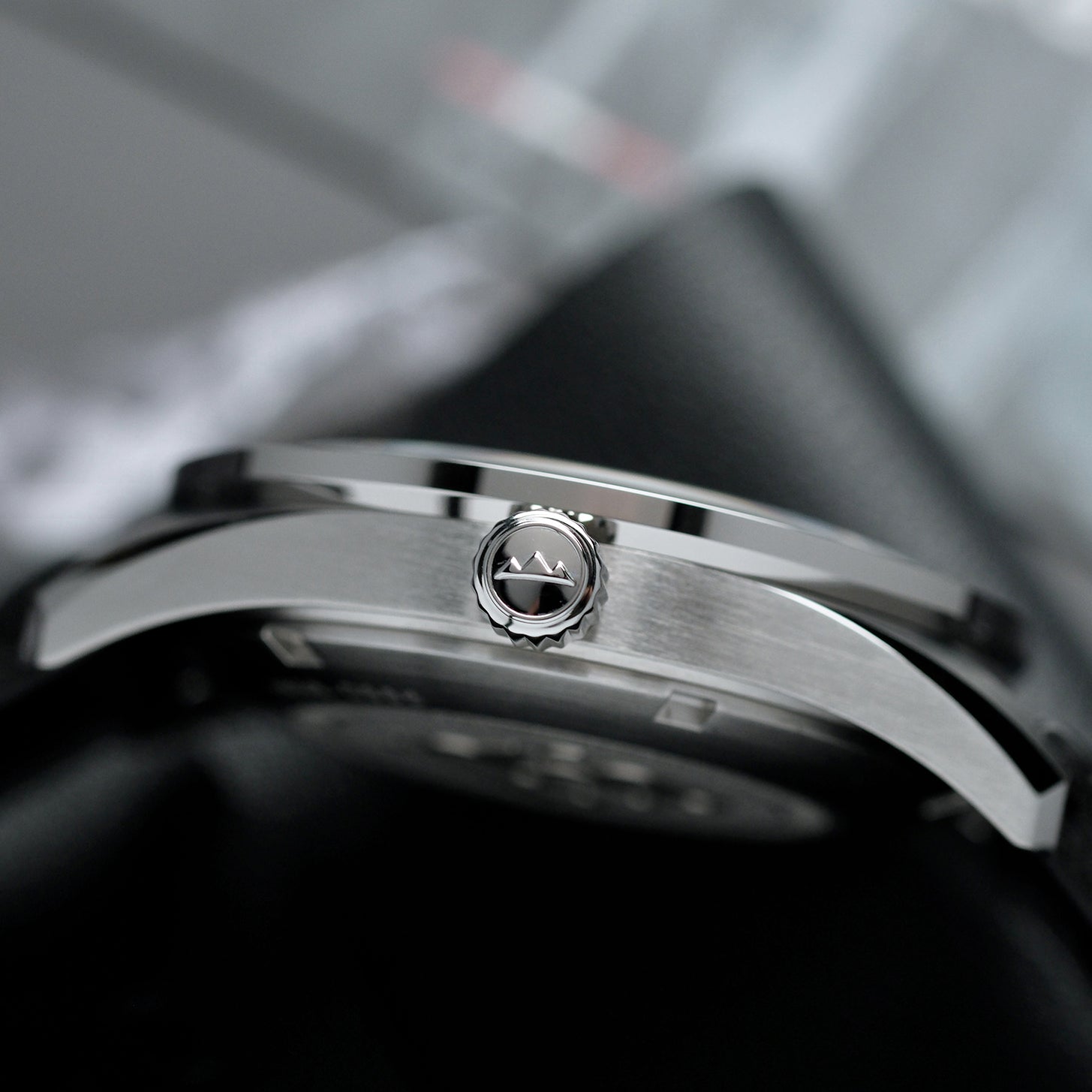 echo/neutra 1956 3H Black case profile and domed sapphire