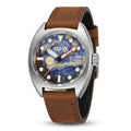 1GW Starry Night automatic watch, Van Gogh art dial, brown leather strap