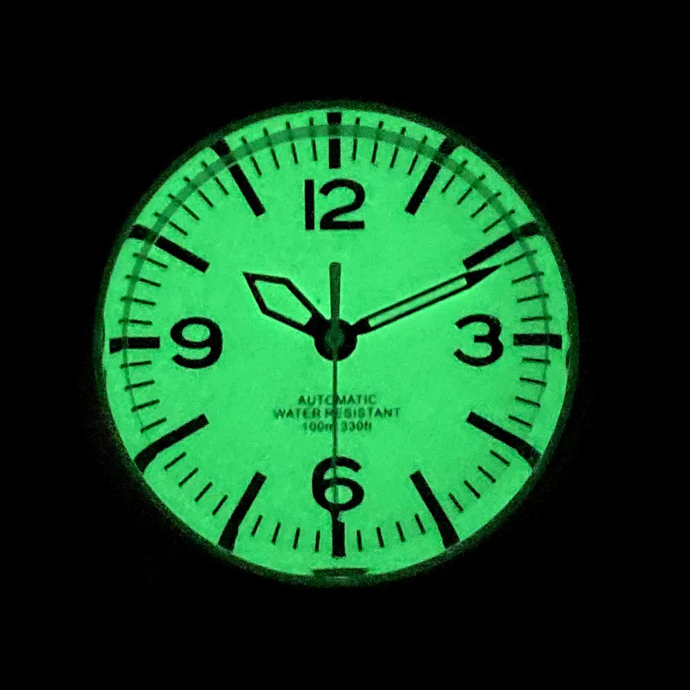 1GW Cream Field Automatic 36mm dial glowing green in the dark