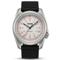 1GW White Field 24H automatic watch, off-white dial with red 24-hour scale, black nylon strap