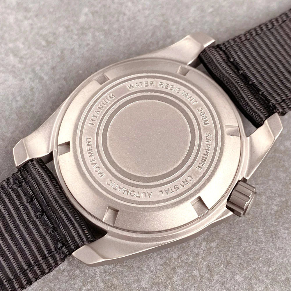 1GW Burgundy Field Day-Date Titanium 40mm caseback and nylon strap
