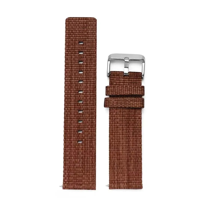 Coffee brown braided canvas quick-release watch strap