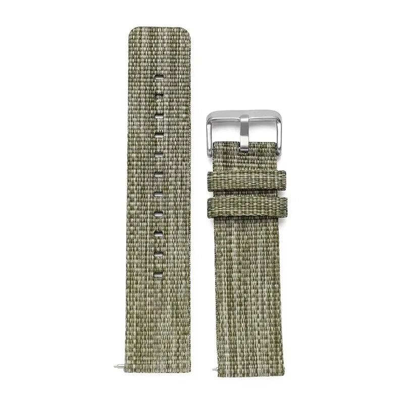 Green braided canvas quick-release watch strap