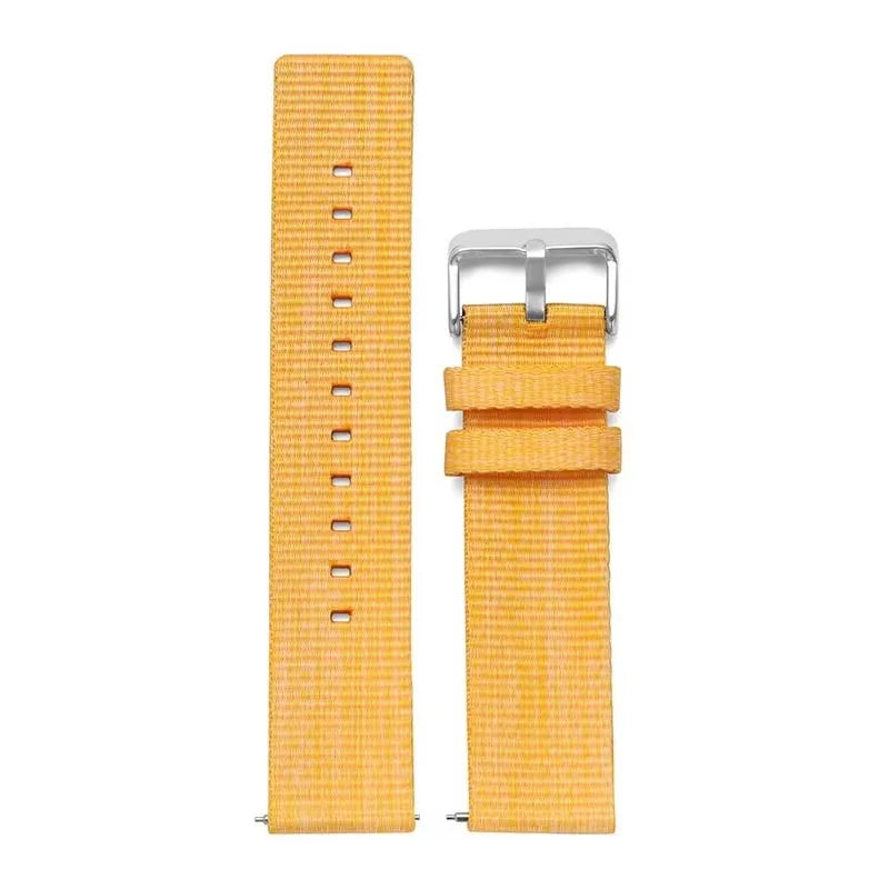 Yellow braided canvas quick-release watch strap