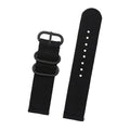 Black nylon quick-release watch strap, 20mm, on white background