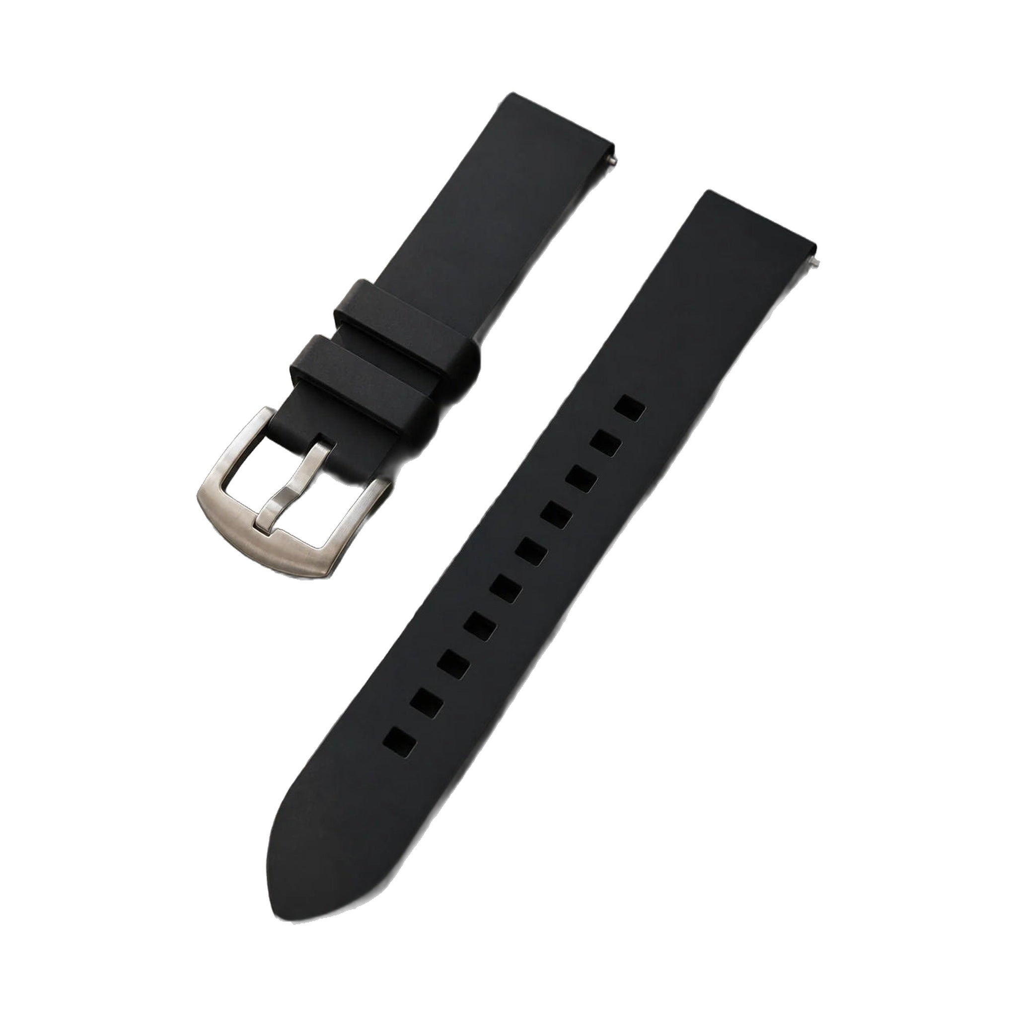 AWC 20mm silicone quick-release strap in Black on white background