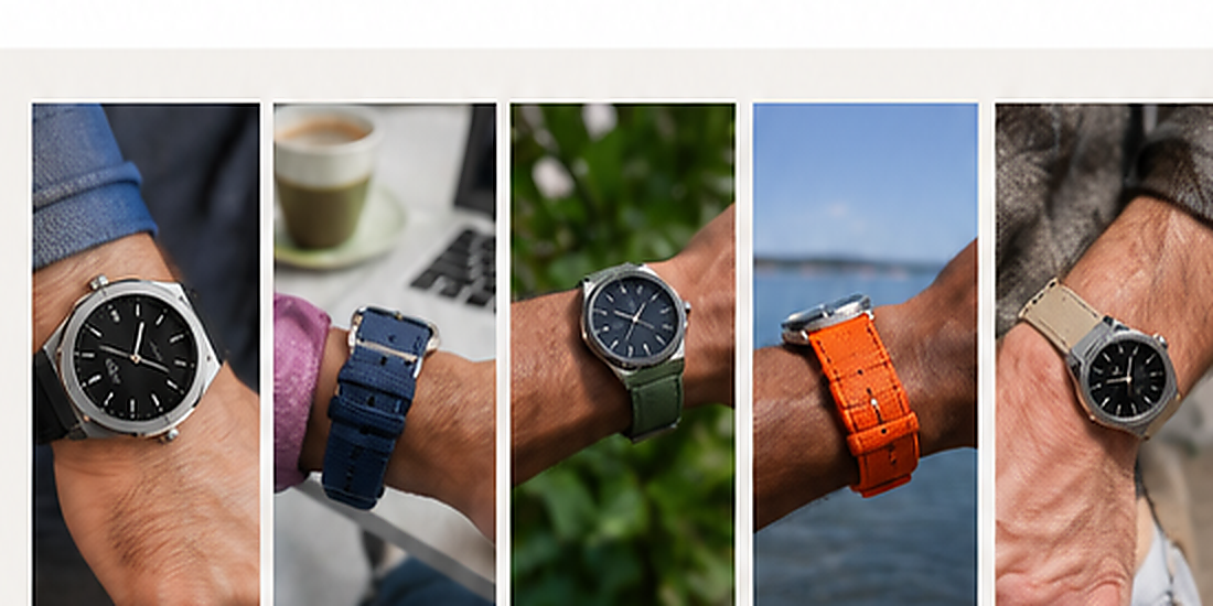 One watch worn with multiple strap colors