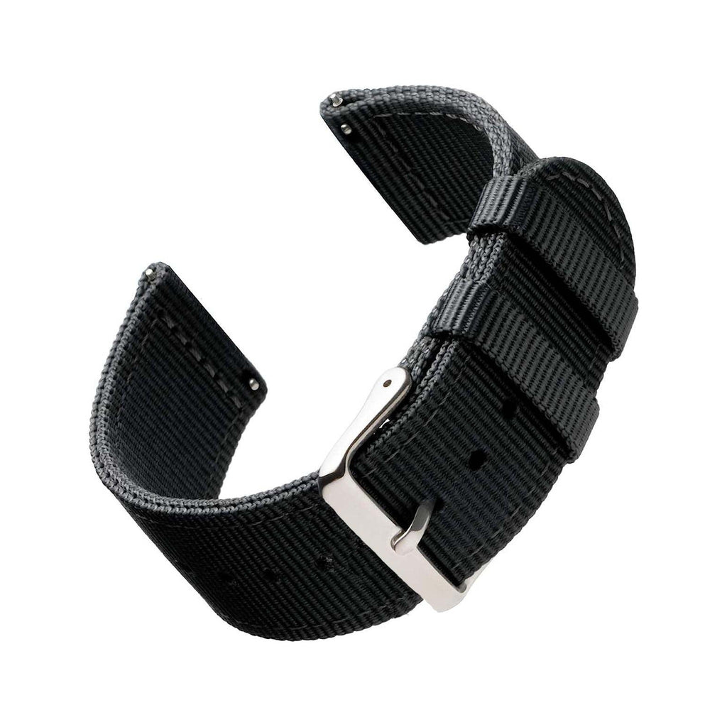1GW Woven nylon quick-release strap, black on white background