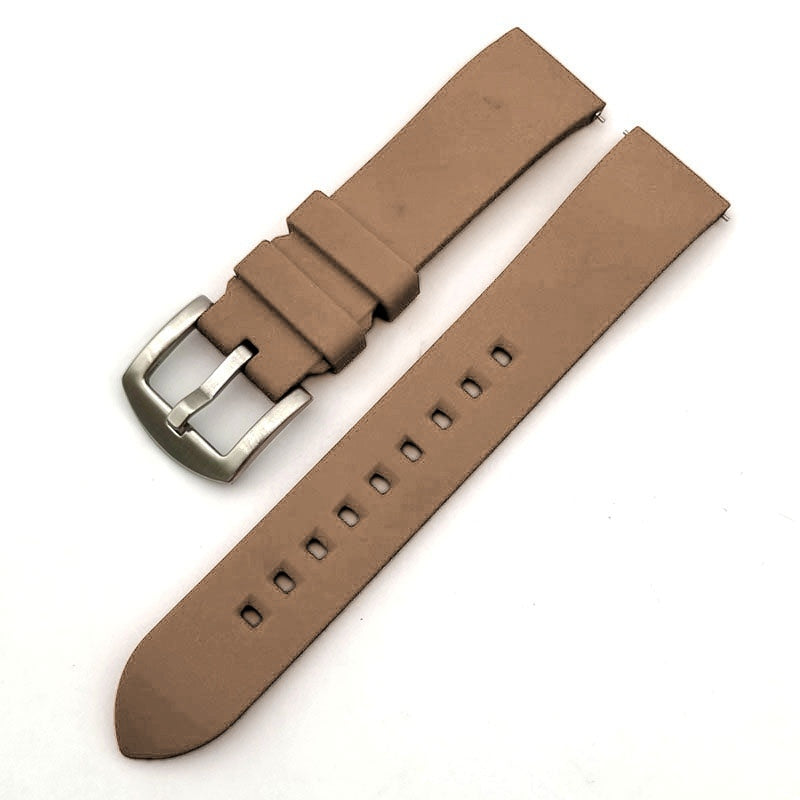 AWC 20mm silicone quick-release strap in Brown on a white background