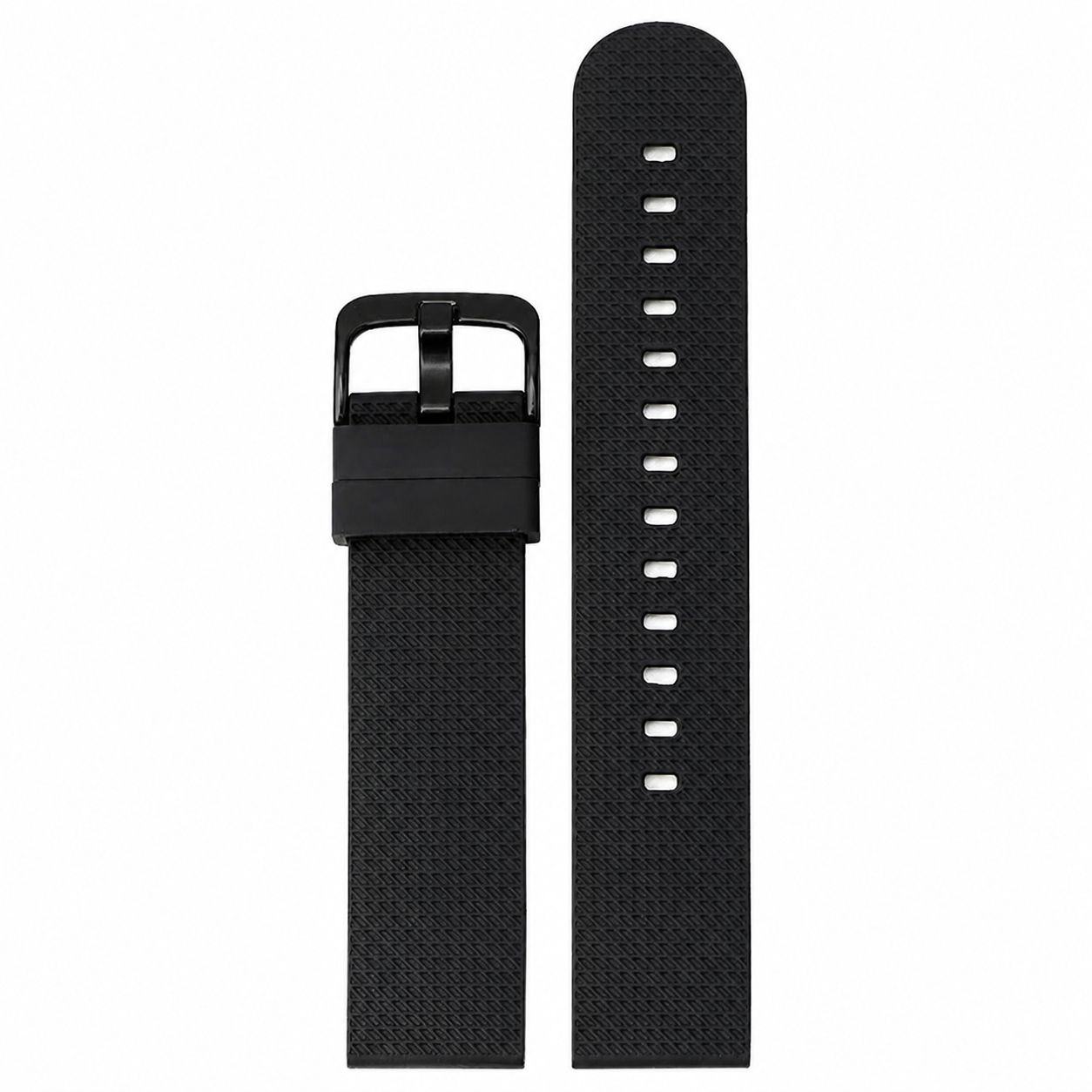 Black silicone quick-release watch strap, 20mm