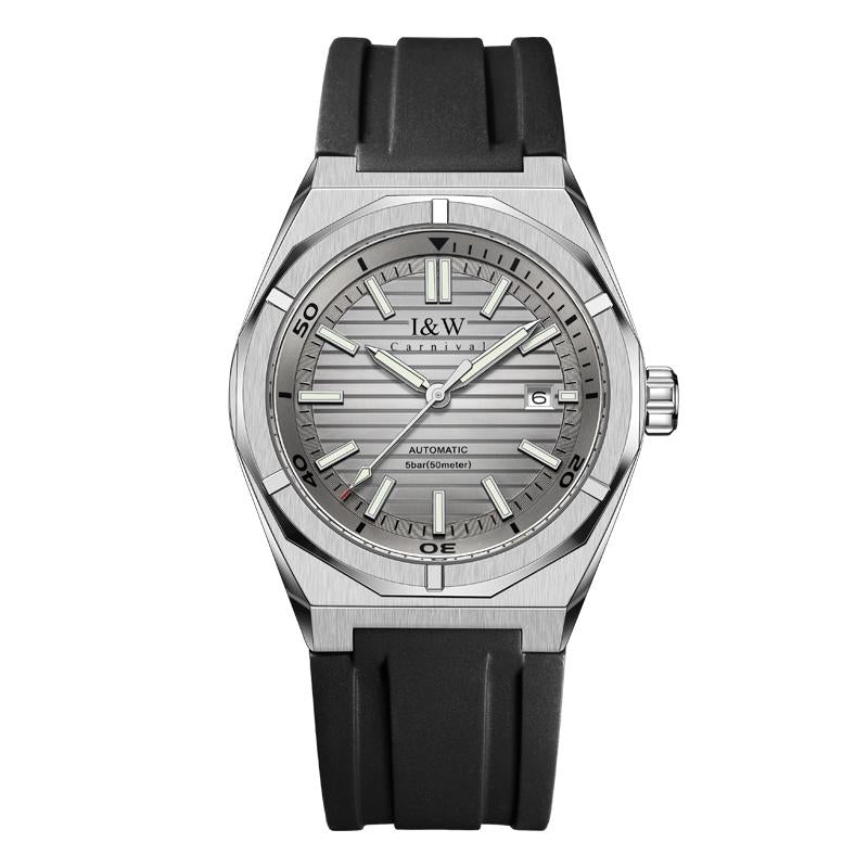 I&W Carnival IW.711G octagonal, grey dial, black silicone strap