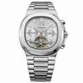 FORSINING Silver Open-Heart Automatic Watch on pure white background