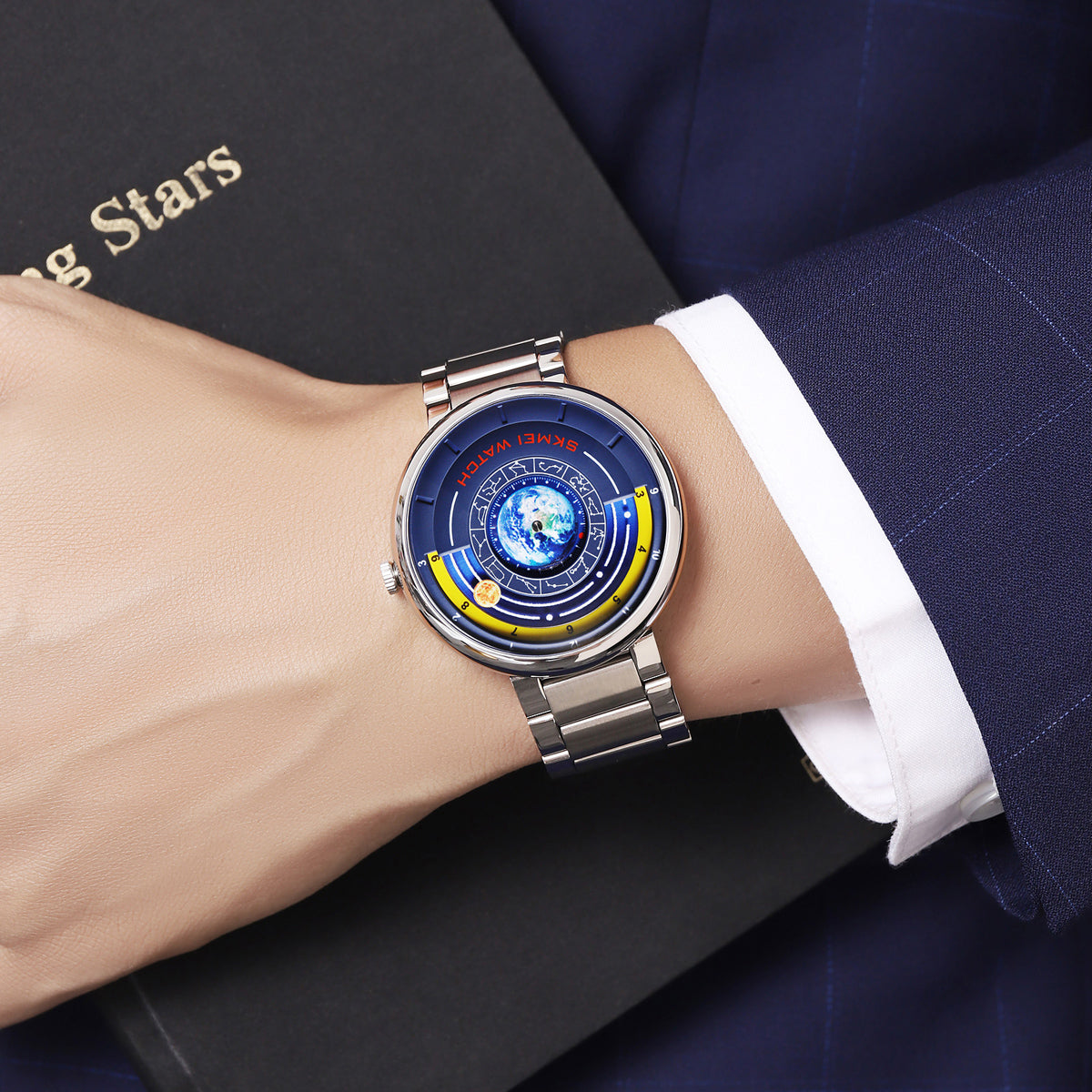 SKMEI 2361 Silver case watch worn on wrist