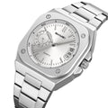 SKMEI 2572 octagonal day-date watch, silver dial, front