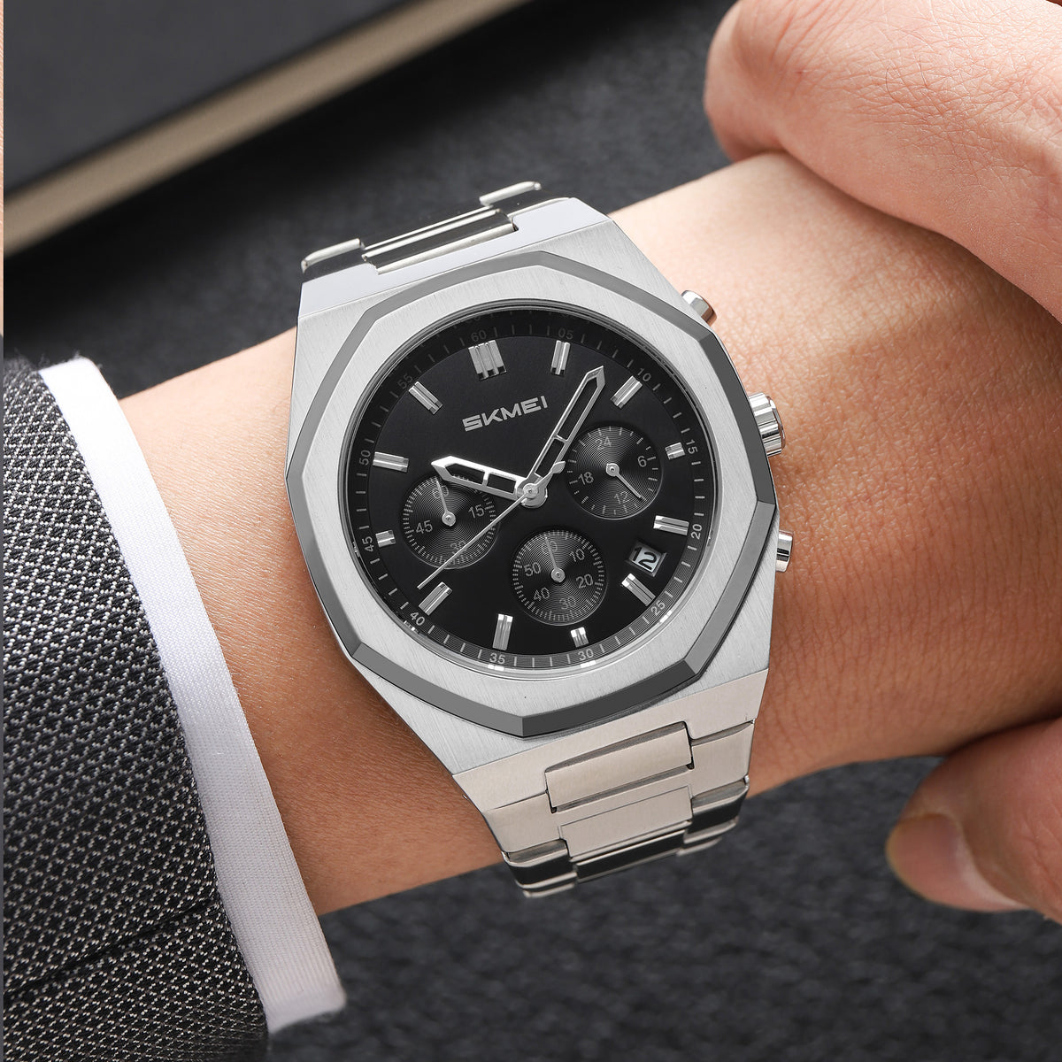 SKMEI 2682 black dial worn on a wrist