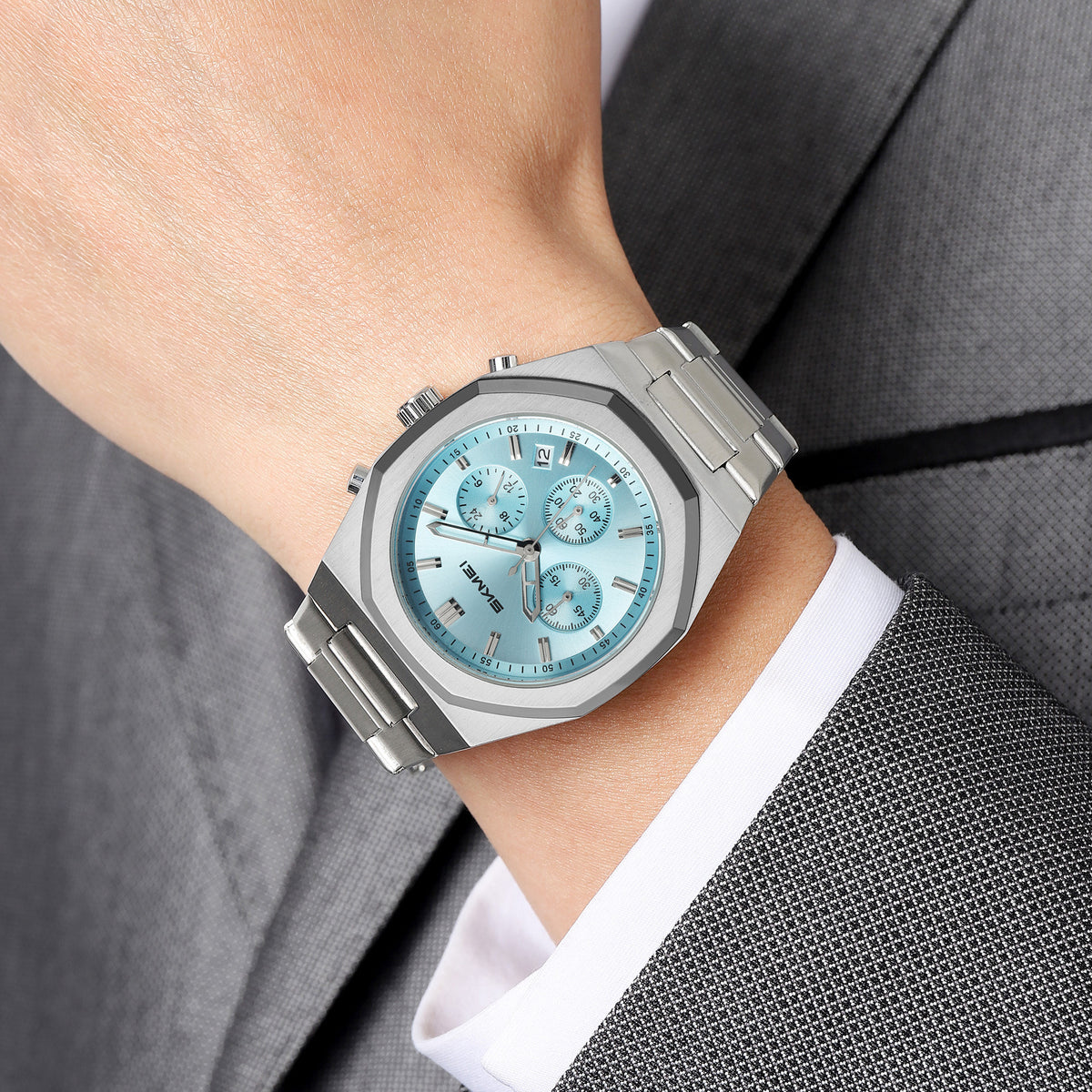 SKMEI 2682 ice blue dial worn on a wrist