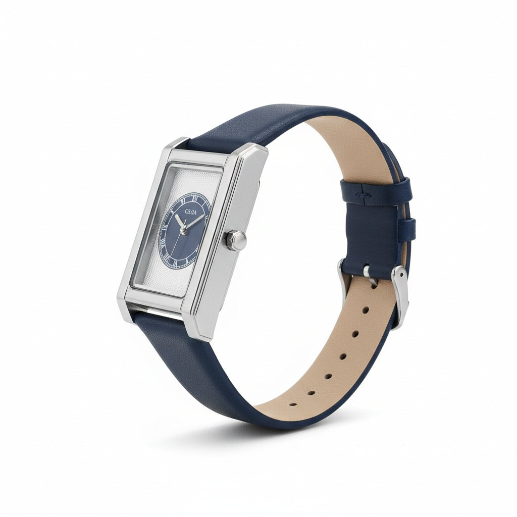 CILOA Square Blue Fashion Quartz Watch, side profile