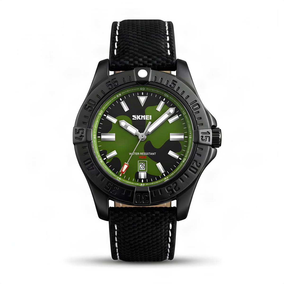 SKMEI 9339 green camouflage quartz watch front view