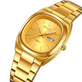 SKMEI 2420 cushion date watch, gold case gold dial