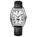 Carnival IW55810G automatic watch with white Roman numeral dial and black leather strap, white background