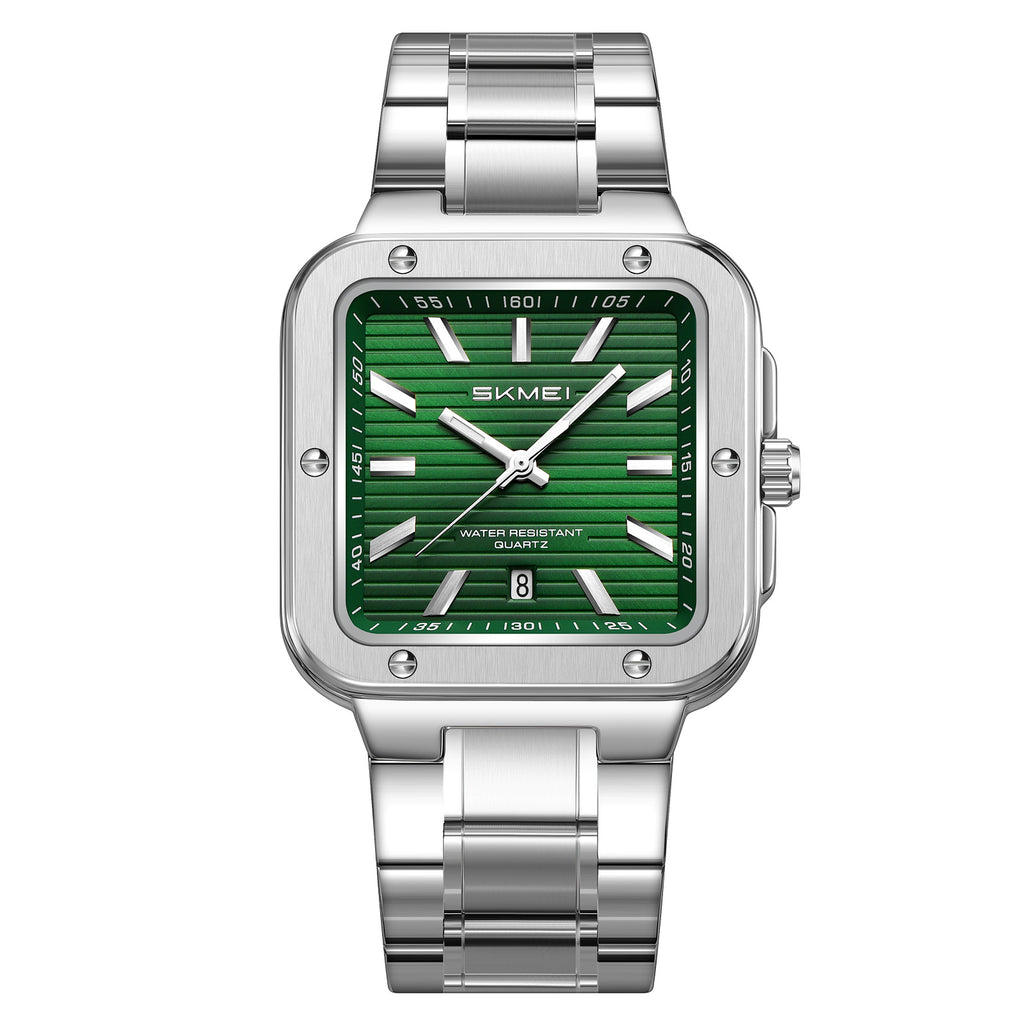 SKMEI 9403 square quartz watch, Green dial, front