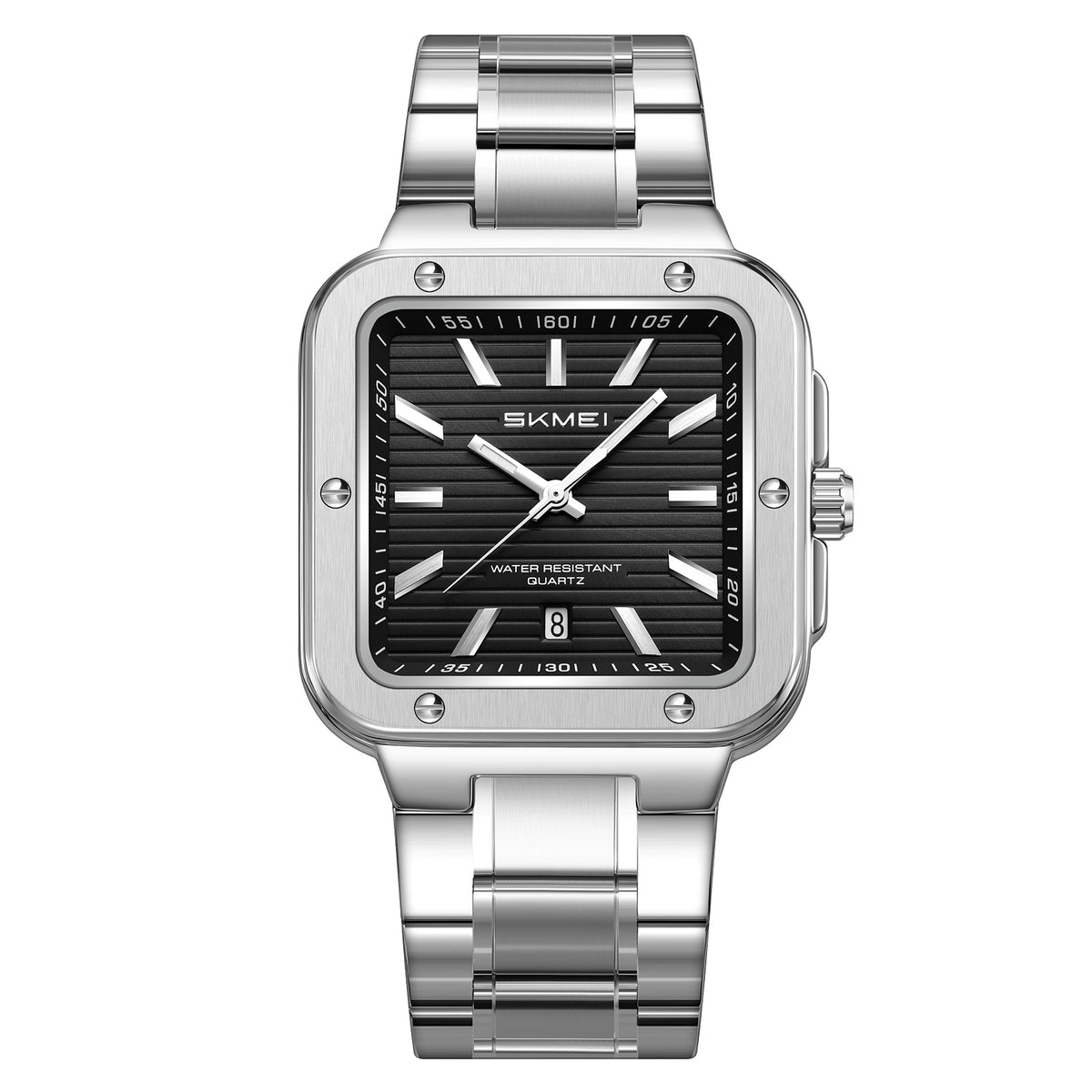 SKMEI 9403 square quartz watch, Black dial, front