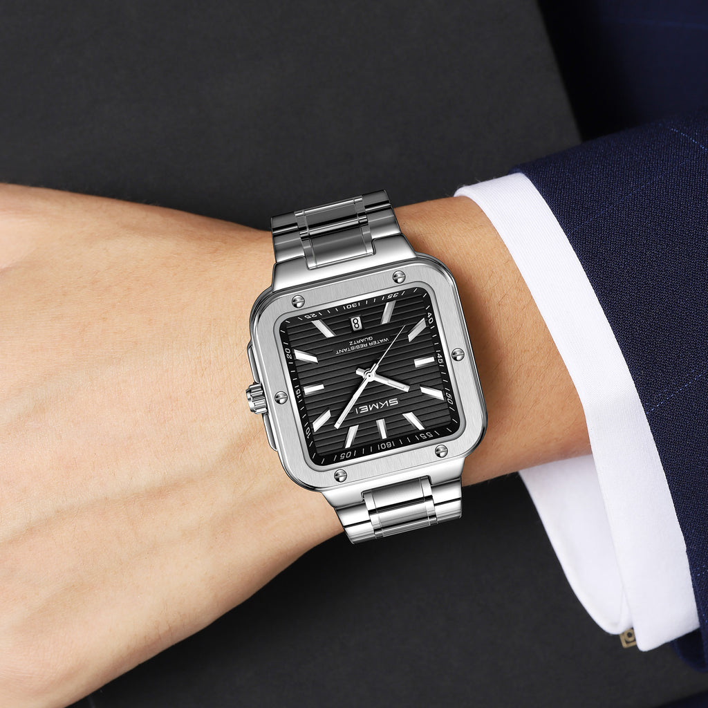 SKMEI 9403 Black dial watch worn on wrist