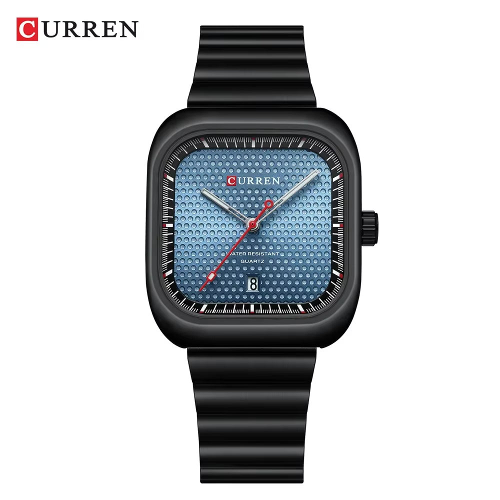 CURREN Square Quartz Watch in Black