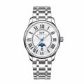 Carnival white Roman numeral moonphase automatic watch with centered stainless steel bracelet
