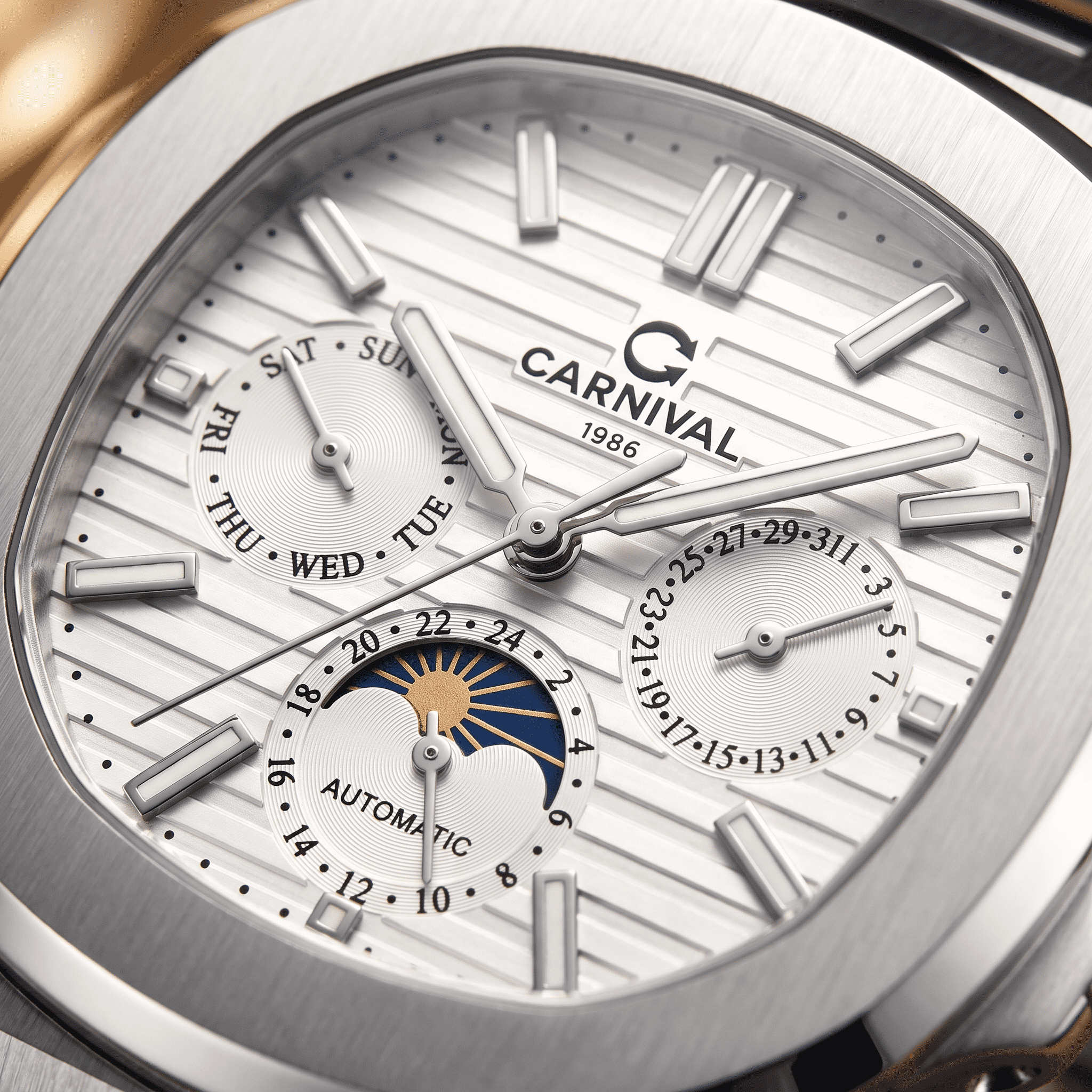 Carnival Moonphase Automatic — moonphase dial macro