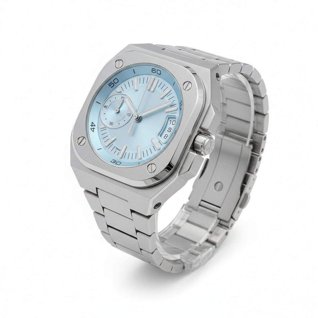 CILOA Square 37mm Blue Quartz Watch, three-quarter angle