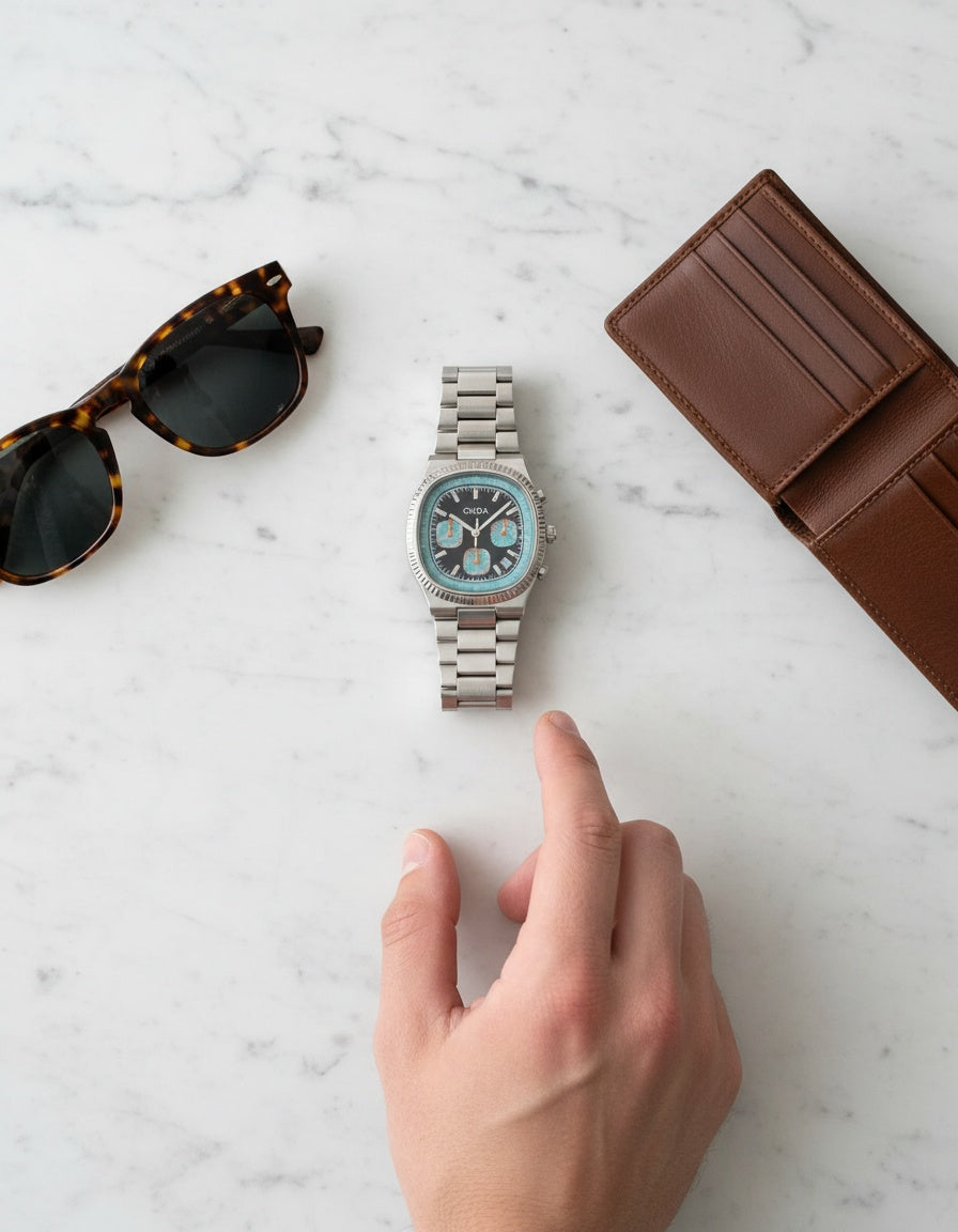 CILOA Square Blue High-Quality Quartz Watch worn on wrist