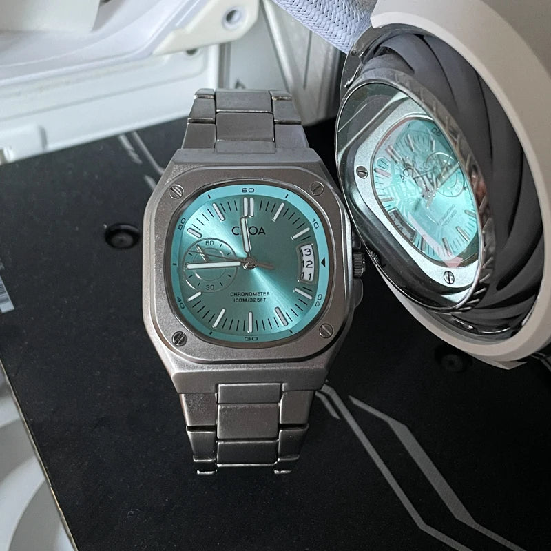 Square 37mm Blue analog quartz watch, supplier photo 6