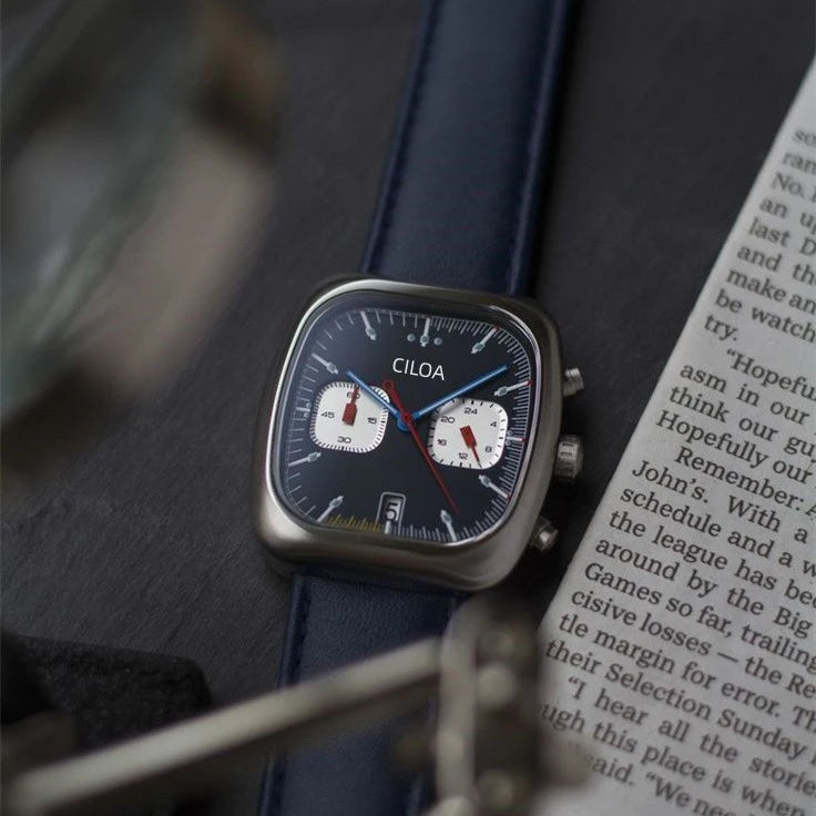 Retro Cushion Square Chronograph analog quartz watch, supplier photo 2