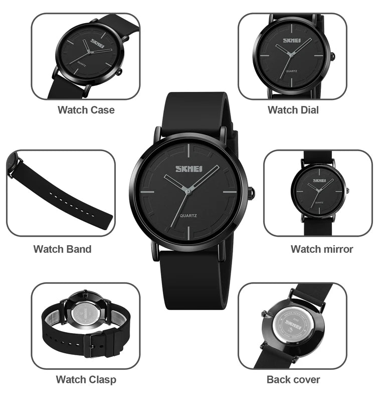 AWC Minimalist Slim Quartz , red dial on wrist