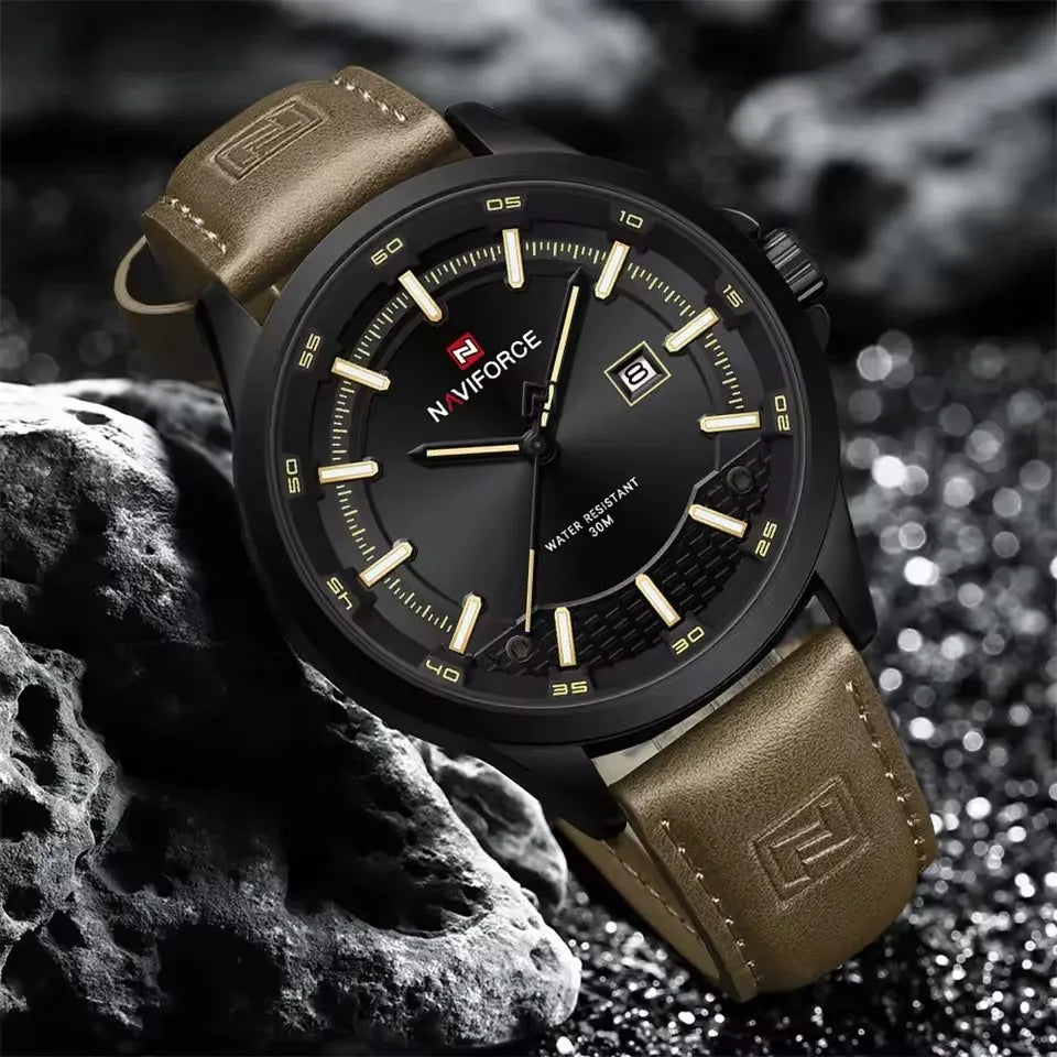 NAVIFORCE 9248 sport calendar quartz watch on stone, black case