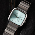 CILOA Square Silver Luxury Quartz Watch, Blue