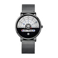 DOM M-1288 black case and mesh bracelet with white half-dial