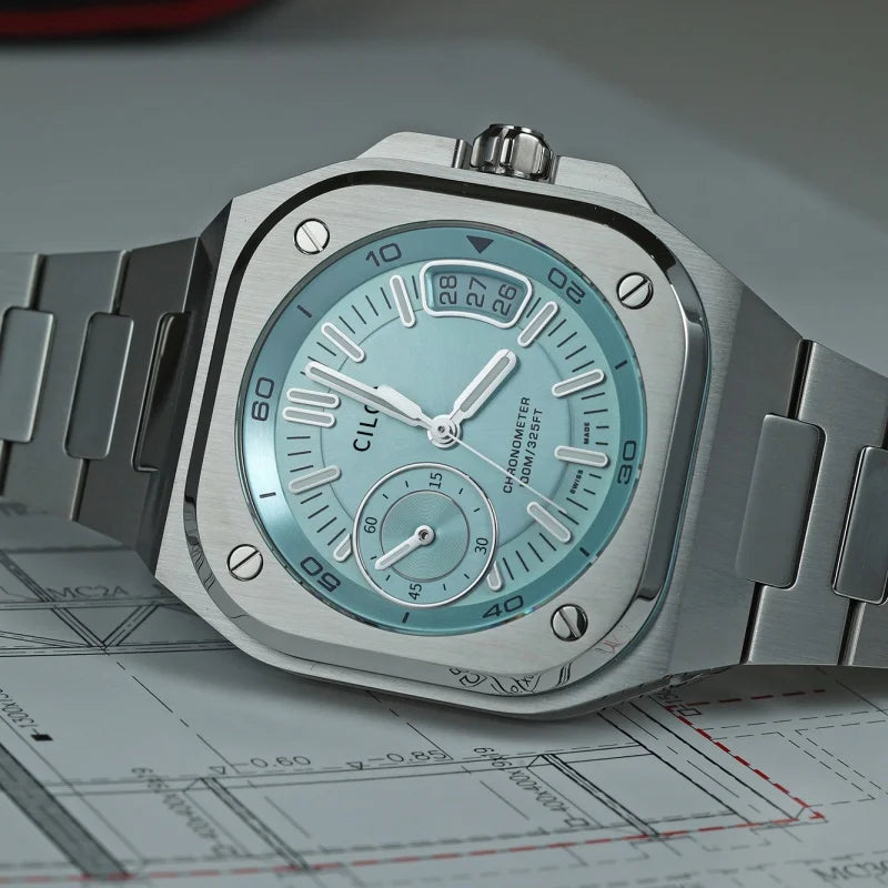Square 37mm Blue analog quartz watch, supplier photo 3