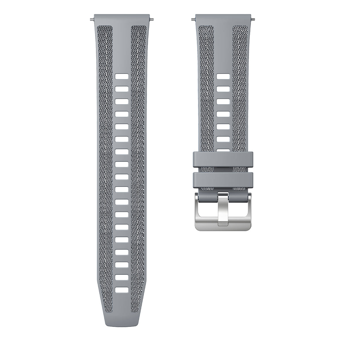 Silicone and nylon hybrid quick-release watch strap, 22mm, Gray