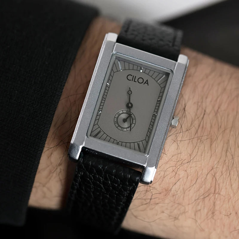 Gray Square Stainless Steel analog quartz watch, supplier photo 3