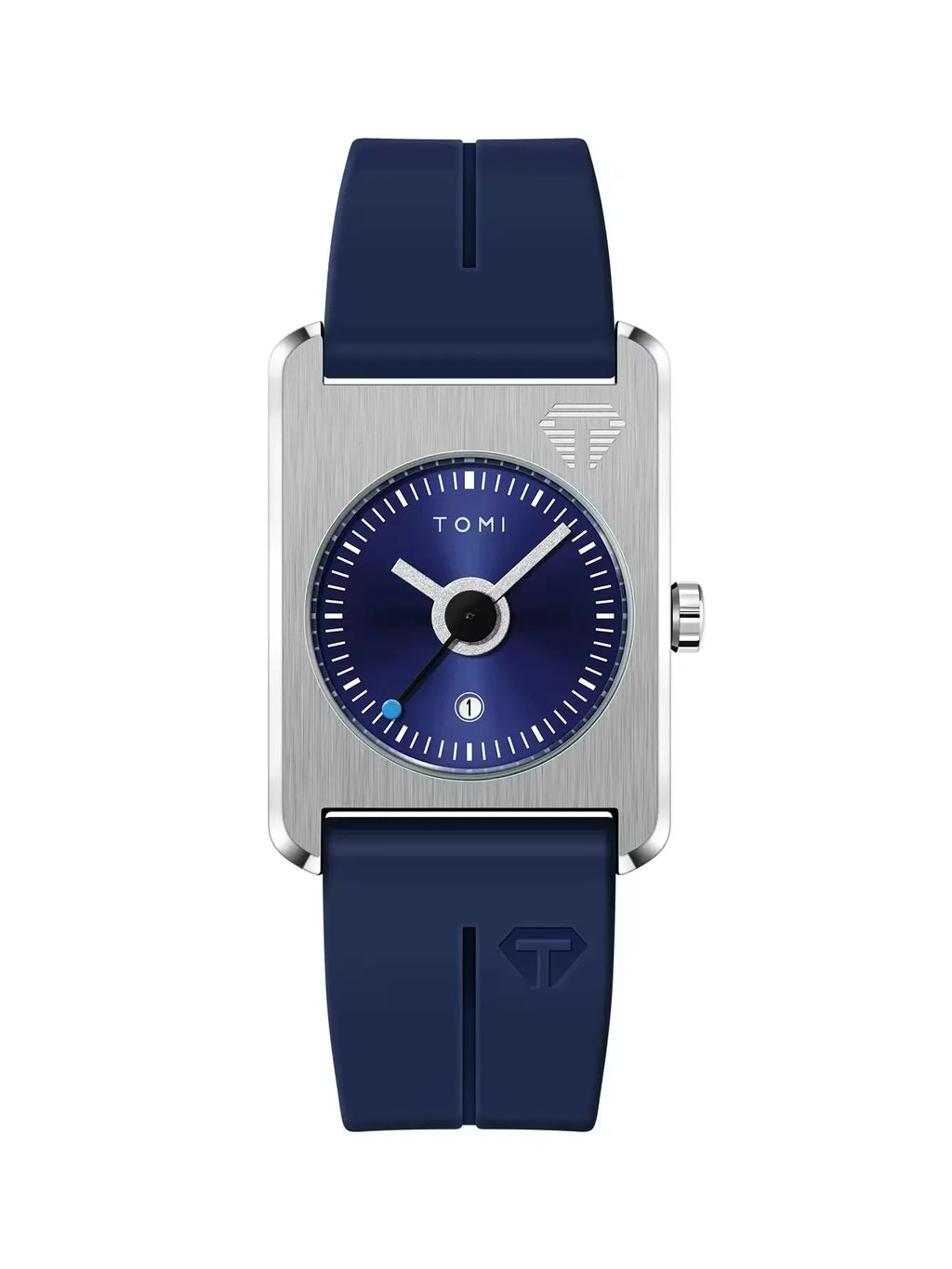 TOMI Silver Case and Blue Dial TV-dial quartz watch